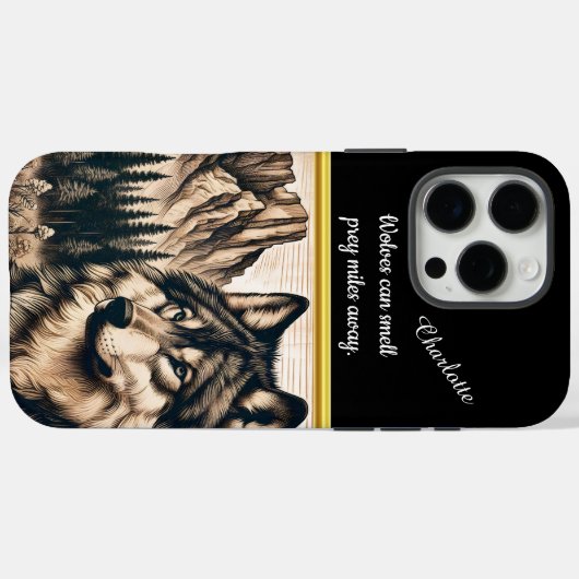 威厳のある狼が自然の山の景色を眺める Case-Mate iPhoneケース (裏面 (横))