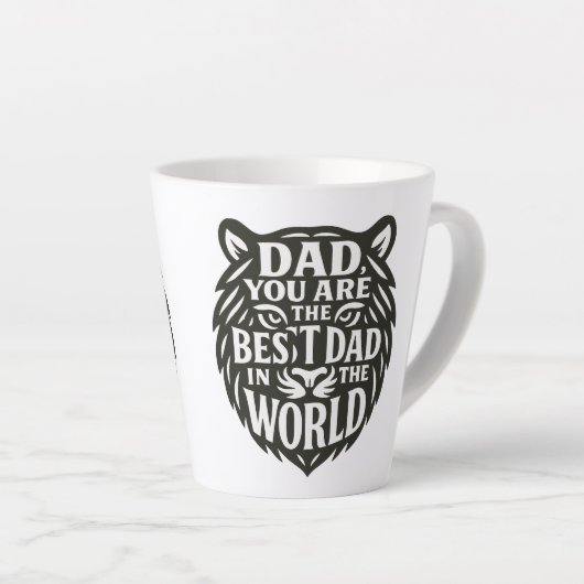 「威厳のある献上品：はっきりしたパパのためのTiger Word Art Mug カフェラテマグ (右アングル)