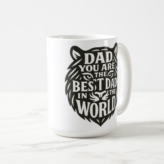 「威厳のある献上品:はっきりしたパパのためのTiger Word Art Mug コーヒーマグカップ (正面右)