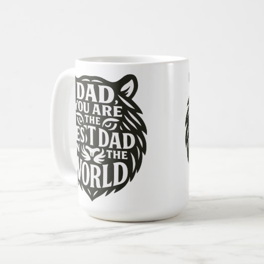 「威厳のある献上品:はっきりしたパパのためのTiger Word Art Mug コーヒーマグカップ (正面左)