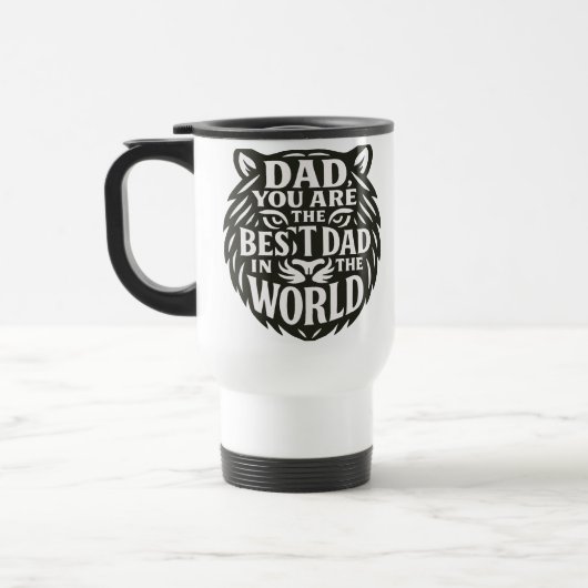 「威厳のある献上品：はっきりしたパパのためのTiger Word Art Mug トラベルマグ (左)