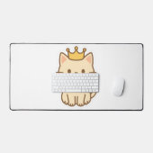 威厳のある王冠の可愛らしい猫 デスクマット (キーボード&マウス)