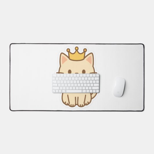 威厳のある王冠の可愛らしい猫 デスクマット (キーボード&マウス)