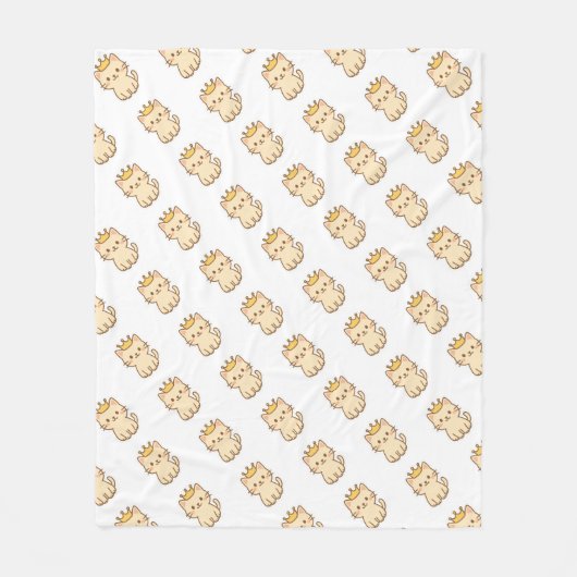 威厳のある王冠の可愛らしい猫 フリースブランケット (正面)