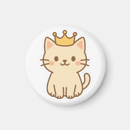 威厳のある王冠の可愛らしい猫 マグネット (正面)
