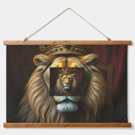 威厳のある王冠タペストリー付きライオン | ジャング王室のルK 吊り下げ型タペストリー