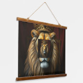 威厳のある王冠タペストリー付きライオン | ジャング王室のルK 吊り下げ型タペストリー (傾斜あり)