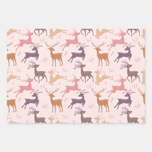 威厳のある瞬間:鹿と子鹿を魅了 ラッピングペーパーシート (正面3)