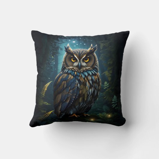 威厳のある素晴らし牛の白熱［赤熱］光を放つ夜景 クッション (裏面)