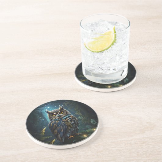 威厳のある素晴らし牛の白熱［赤熱］光を放つ夜景 コースター (側面)