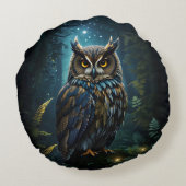 威厳のある素晴らし牛の白熱［赤熱］光を放つ夜景 ラウンドクッション (裏面)