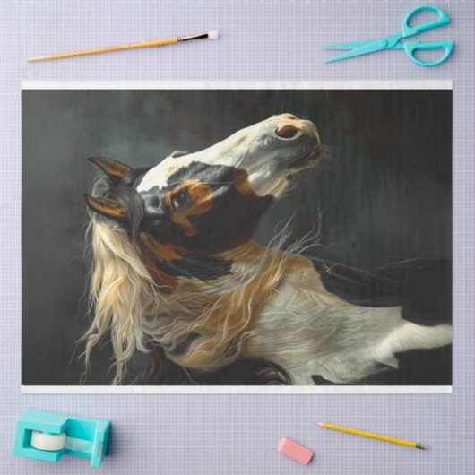 威厳のある絵を描馬#2走の馬のデコペ 薄葉紙 (クラフト)