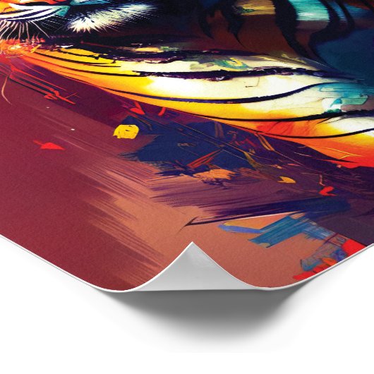 威厳のある美しい-カラフル Tiger抽象芸術アート ポスター (角)