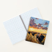 威厳のある群れ：夕焼けの空の下のバッファロー ノートブック (内部)