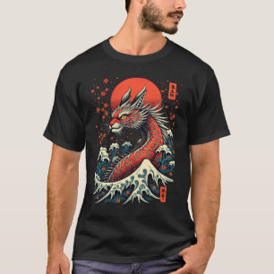威厳のある芸術的日本のドラゴンスピリットティー Tシャツ