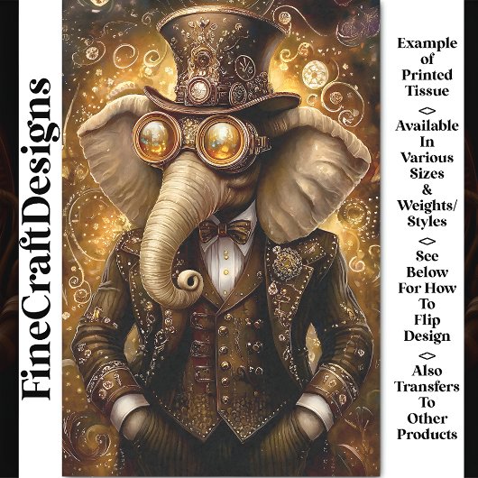 威厳のある華美ステームパンク象AT3デコページ 薄葉紙
