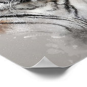 威厳のある虎の頭顔水彩油絵 ポスター (角)