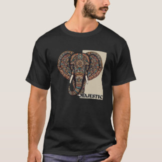 威厳のある象のアステカデザイン Tシャツ