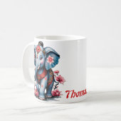 威厳のある象の伝統的日本のスタイル コーヒーマグカップ (正面左)