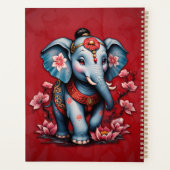 威厳のある象の伝統的日本のスタイル プランナー手帳 (裏面)