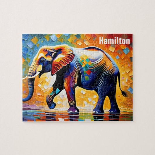 威厳のある象の色鮮やか ジグソーパズル (横)