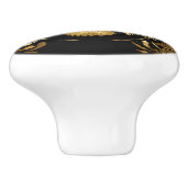 威厳のある金ゴールドタイガーオンブラック セラミックノブ (側面)