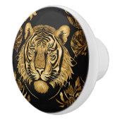 威厳のある金ゴールドタイガーオンブラック セラミックノブ (右)