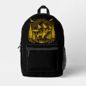 威厳のある金ゴールドバッファロー プリントバックパック (正面)