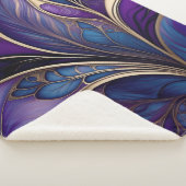 威厳のある開花-深い紫と青の抽象芸術 シェルパブランケット (3/4)