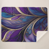 威厳のある開花-深い紫と青の抽象芸術 シェルパブランケット (正面(横))