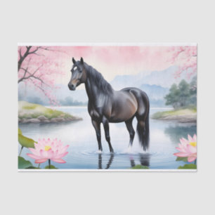 威厳のある馬と美しい 薄葉紙