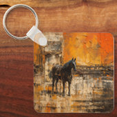 威厳のある馬の抽象芸術 キーホルダー (正面)