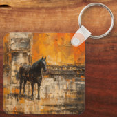 威厳のある馬の抽象芸術 キーホルダー (裏面)