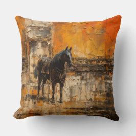 威厳のある馬の抽象芸術 クッション