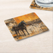 威厳のある馬の抽象芸術 スクエアペーパーコースター (アングル)