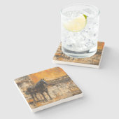 威厳のある馬の抽象芸術 ストーンコースター (横)