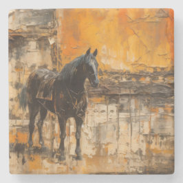 威厳のある馬の抽象芸術 ストーンコースター