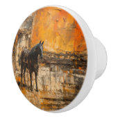 威厳のある馬の抽象芸術 セラミックノブ (右)