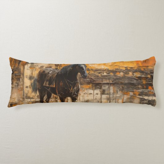 威厳のある馬の抽象芸術 ボディピロー (正面)