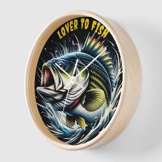 威厳のある魚:口の大き疑問に思さ 壁時計 (傾斜)