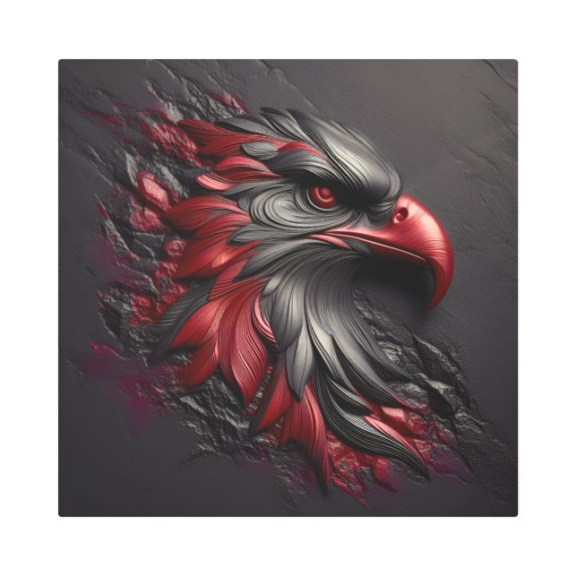 威厳のある鷲の視線 メタルプリント (正面)