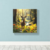 威厳のある鹿の自然 キャンバスプリント (インサイチュ (ウッドフロア))