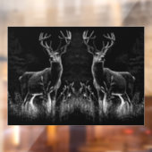 威厳のある鹿in the Wilderness - Black&White Art ウィンドウサイン (シート2)
