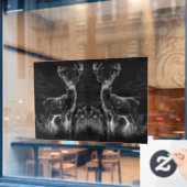 威厳のある鹿in the Wilderness - Black&White Art ウィンドウサイン (カフェ窓)