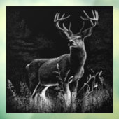 威厳のある鹿in the Wilderness - Black&White Art ウィンドウサイン (シート3)