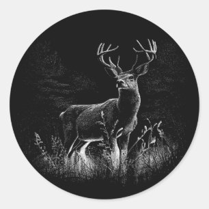 威厳のある鹿in the Wilderness - Black&White Art ラウンドシール