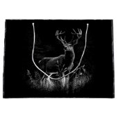 威厳のある鹿in the Wilderness - Black&White Art ラージペーパーバッグ (正面)