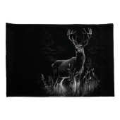 威厳のある鹿in the Wilderness - Black&White Art 枕カバー (裏面-右)