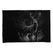 威厳のある鹿in the Wilderness - Black&White Art 枕カバー (正面右)