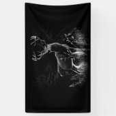 威厳のある鹿in the Wilderness - Black&White Art 横断幕 (縦)
